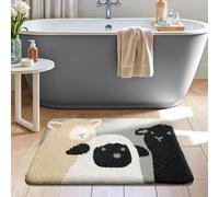 Bath Mat Black Sheep Grey Bathroom Mat Rug Soft Microfiber Non Slip Bath Mats for Bathroom Floor Water Absorbent Bathmat Machine Washable Bath Matt Carpet 40x60cm