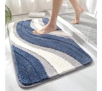 Bath Mat Blue, Gray, White Bathroom Mats Non Slip Washable Anti Mould,Bath Mats For Bathroom,Bathroom Rug,Absorbent Bath Mat, Soft Thick Floor Foot Rugs