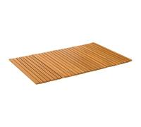 Bath Mat Brown Solid Acacia Wood 80 x 50 cm Non-Slip Shower Mat with Ventilated Design for Bathroom Toilet Sauna Spa Versatile Absorbent Rug