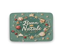Bath Mat Buon Natale Italian Christmas 40X60Cm Doormat Water Absorbent Washable Bathroom Rug For Pets Indoor Bedroom