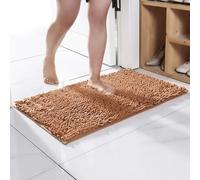 Bath Mat Chenille, Ultra Soft Fluffy Shaggy Bathroom Rug Super Absorbent Quick Dry, Machine Washable Non-Slip Foot Mats for Shower Tub Kitchen Floor (Coffee,90x60cm)