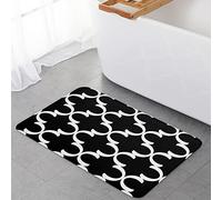 Bath Mat Classic Moroccan Trellis Geometric Lattice Black and White Quick Dry Bathroom Rugs Non Slip Absorbent Shower Memory Foam Rug Floor Mat for Bathroom,Bathtub,Sink,Bedroom,16"x24"