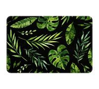 Bath Mat Cute Bathroom Rugs Non Slip Microfiber Bath Rugs Funny Bathroom Decor 24X16 Inch Tropical Black Green Leaf
