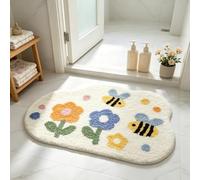 Bath Mat, Cute Flower Bathroom Rugs with Soft Thickened Microfiber, Absorbent Quick Dry Non Slip Bathtub Floor Mat, Machine Washable Plush Shaggy Mat for Bedroom Shower Doorway 20" x 31" (Flowers)