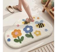 Bath Mat, Cute Flower Bathroom Rugs with Soft Thickened Microfiber, Absorbent Quick Dry Non Slip Bathtub Floor Mat, Machine Washable Plush Shaggy Decor Mat for Bedroom Shower Doorway 20x31 Inch