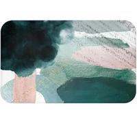 Bath Mat Door Mat Boho Colorful Abstract Art Emerald Forest Green Blush Pink Fancy Elegant Bohemian Watercolor Bath Kitchen Decor Indoor Doormat Bathmat Non Slip Mat Home Decor_20 x 32 Inches