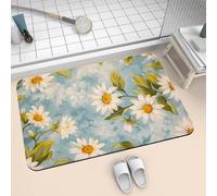 Bath Mat for Bathroom Shower Mat 120x170cm Quick Dry Non Slip Floor Mats Super Absorbent Bath Rug, Thin Rubber Bathmat Kitchen Washable Bathroom Carpet Accessories Decor Rugs Daisy 2-890
