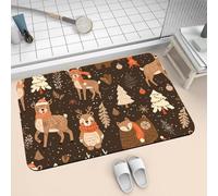 Bath Mat for Bathroom Shower Mat 40x60cm Quick Dry Non Slip Floor Mats Super Absorbent Bath Rug, Thin Rubber Bathmat Kitchen Washable Bathroom Carpet Accessories Decor Rugs Deer 2-664