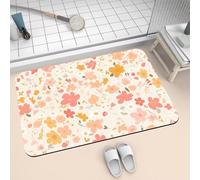 Bath Mat for Bathroom Shower Mat 50x80cm Quick Dry Non Slip Floor Mats Super Absorbent Bath Rug, Thin Rubber Bathmat Kitchen Washable Bathroom Carpet Accessories Decor Rugs Peach 2-1164