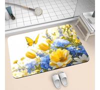 Bath Mat for Bathroom Shower Mat 60x90cm Quick Dry Non Slip Floor Mats Super Absorbent Bath Rug, Thin Rubber Bathmat Kitchen Washable Bathroom Carpet Accessories Decor Rugs Butterfly 2-960