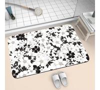 Bath Mat for Bathroom Shower Mat 60x90cm Quick Dry Non Slip Floor Mats Super Absorbent Bath Rug, Thin Rubber Bathmat Kitchen Washable Bathroom Carpet Accessories Decor Rugs Black 2-954