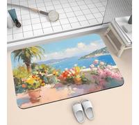 Bath Mat for Bathroom Shower Mat 60x90cm Quick Dry Non Slip Floor Mats Super Absorbent Bath Rug, Thin Rubber Bathmat Kitchen Washable Bathroom Carpet Accessories Decor Rugs Flowers 2-988
