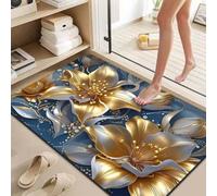 Bath Mat Gold 90x120cm Bathroom Bath Mats Non Slip Shower Mat Super Absorbent Water Bathroom Rug, Soft, Quick Dry, Washable Door Carpet Floor Rugs for Home, Kitchen, Toilet, Bedroom, Doormat 6-470