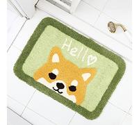 Bath Mat Green Dog Orange Bathroom Mat Rug Soft Microfiber Non Slip Floor Mats Water Absorbent Bath mats for Bathroom Carpet Machine Washable Doormat Bathmats 40x60cm