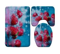 Bath Mat Green Red Blue Non Slip Bathroom Door Mat 3 Pieces Doormat Water Absorbent Floor Mats U-Shape Toilet Bathmat Machine Washable Rug Bath Matt Bathroom Rug 50x80cm