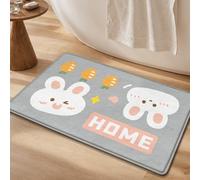 Bath Mat Grey Rabbit Orange Bathroom Mat Rug Soft Microfiber Non Slip Bath Mats for Bathroom Floor Water Absorbent Bathmat Machine Washable Bath Matt Carpet 50x80cm