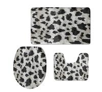 Bath Mat Ivory White Black Non Slip Bathroom Door Mat 3 Pieces Doormat Water Absorbent U-Shape Toilet Bathmat Machine Washable Rug Bath Matt Bathroom Rug 50x80cm