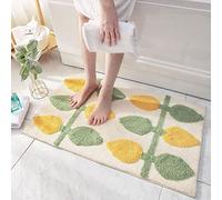 Bath Mat Lemon Yellow Green Bathroom Mat Soft Microfiber Bath Mats for Bathroom Non Slip Floor Mat Ultra Water Absorbent Bathroom Rug Machine Washable Bathmat Door Mat 40x60cm