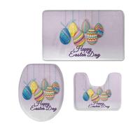 Bath Mat Light Purple Blue Non Slip Bathroom Door Mat 3 Pieces Doormat Water Absorbent U-Shape Toilet Bathmat Machine Washable Rug Bath Matt Bathroom Rug 45x75cm