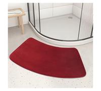 Bath Mat Non Slip 1pc Curved Bath Mat Bathroom Floor Mat Solid Soft Carpet Shower Rug Quick Dry Absorbent Foot Mat Toilet Curved(Wine Red,35x95cm)