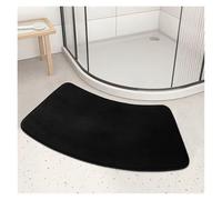 Bath Mat Non Slip 1pc Curved Bath Mat Bathroom Floor Mat Solid Soft Carpet Shower Rug Quick Dry Absorbent Foot Mat Toilet Curved(Black,30x70cm)