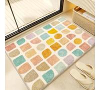 Bath Mat Non Slip 40x60CM Colorful Pattern Soft Flannel Bathroom Mat with Washable Super Absorbent Non-Slip Bottom for Bathroom