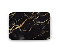 Bath Mat Non-Slip Mat Large Door Mat Water Absorption Quick Drying Black and Gold Marble Texture Printed Floor Mats for Bedroom, Shower and Office