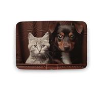 Bath Mat Non-Slip Mat Large Door Mat Water Absorption Quick Drying Cat and Dog Sitting in Leather Pocket Printed Floor Mats for Bedroom, Shower and Office