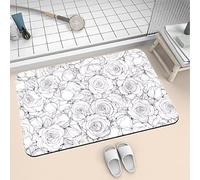 Bath Mat Non Slip Quick Dry Absorbent Shower Bathroom Mat, Large Washable Rug, Soft Thin Room Decor Rubber Bath Rugs for Floor, Kitchen, Toilet, Living Room, Easy to Clean Carpet Roses 120x180cm 6-406