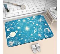 Bath Mat Non Slip Quick Dry Absorbent Shower Bathroom Mat, Large Washable Rug, Soft Thin Room Decor Rubber Bath Rugs for Floor, Kitchen, Toilet, Living Room, Easy to Clean Carpet Star 90x150cm 6-478