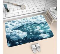 Bath Mat Non Slip Quick Dry Absorbent Shower Bathroom Mat, Large Washable Rug, Soft Thin Room Decor Rubber Bath Rugs for Floor, Kitchen, Toilet, Living Room, Easy to Clean Carpet Ice 160x230cm 6-1