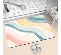 Bath Mat Non Slip Quick Dry Absorbent Shower Bathroom Mat, Large Washable Rug, Thin Room Decor Rubber Bath Rugs for Floor, Kitchen, Toilet, Living Room, Easy to Clean Carpet Rainbow 120x180cm 6-559
