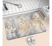 Bath Mat Non Slip Quick Dry Absorbent Shower Bathroom Mat, Large Washable Rug, Thin Room Decor Rubber Bath Rugs for Floor, Kitchen, Toilet, Living Room, Easy to Clean Carpet Watercolor 100x150cm 6-439