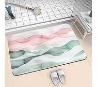 Bath Mat Non Slip Quick Dry Absorbent Shower Bathroom Mat, Small Washable Rug, Soft Thin Room Decor Rubber Bath Rugs for Floor, Kitchen, Toilet, Living Room, Easy to Clean Carpet Pink 60x90cm 6-277