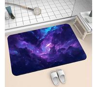 Bath Mat Non Slip Quick Dry Absorbent Shower Bathroom Mat, Small Washable Rug, Soft Thin Room Decor Rubber Bath Rugs for Floor, Kitchen, Toilet, Living Room, Easy to Clean Carpet Purple 60x90cm 6-601