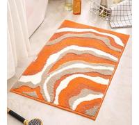 Bath Mat Orange Beige Ripple Bathroom Mat Soft Touch Bath Mat Non Slip Anti Mould Bath Mats for Bathroom Kitchen Doorway Bathroom Rug Washable Bathmat Absorbent Bath Mat 40x60cm