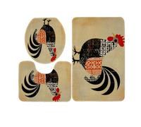 Bath Mat Orange Black Red Non Slip Bathroom Mat 3 Pieces Doormat Water Absorbent Floor Mats U-Shape Toilet Door Mats Indoor Machine Washable Bathmats Doormat 50x80cm