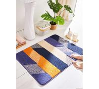 Bath Mat Orange Blue Bathroom Mat Absorbent,Non Slip,Fluffy,Microfiber,Machine Washable Bathmat, Thick Bath Mats forBathroom, Kitchen, Doorway 60×90cm