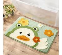 Bath Mat Orange Grass Green Bathroom Mat Rug Soft Microfiber Non Slip Bath Mats for Bathroom Floor Water Absorbent Bathmat Machine Washable Bath Matt Carpet 50x80cm