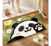 Bath Mat Panda Green Flower Bathroom Mat Rug Soft Microfiber Non Slip Bath Mats for Bathroom Floor Water Absorbent Bathmat Machine Washable Bath Matt Carpet 50x80cm