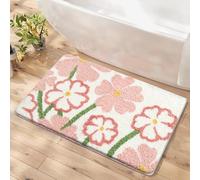 Bath Mat Pink Lemon Yellow Bathroom Mat Rug Soft Microfiber Non Slip Bath Mats for Bathroom Floor Water Absorbent Bathmat Machine Washable Bath Matt Carpet 50x80cm