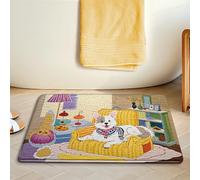 Bath Mat Purple Dog White Bathroom Mat Rug Soft Microfiber Non Slip Bath Mats for Bathroom Floor Water Absorbent Bathmat Machine Washable Bath Matt Carpet 40x60cm