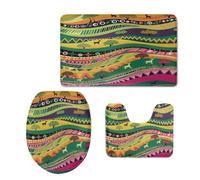 Bath Mat Purple Grass Green Non Slip Bathroom Door Mat 3 Pieces Doormat Water Absorbent U-Shape Toilet Bathmat Machine Washable Rug Bath Matt Bathroom Rug 45x75cm
