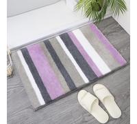 Bath Mat Purple Gray Stripe Bathroom Mat Soft Microfiber Bath Mats for Bathroom Non Slip Bath Mats Ultra Water Absorbent Bathroom Rug Machine Bathmat Washable Bath Matt Floor Mats 50x80cm