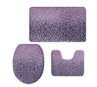 Bath Mat Purple Non Slip Bathroom Door Mat 3 Pieces Doormat Water Absorbent U-Shape Toilet Bathmat Machine Washable Rug Bath Matt Bathroom Rug 45x75cm