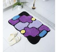 Bath Mat Purple Yellow Blue Bathroom Mat Rug Soft Microfiber Non Slip Floor Mats Water Absorbent Bath mats for Bathroom Carpet Machine Washable Doormat Bathmats 40x60cm