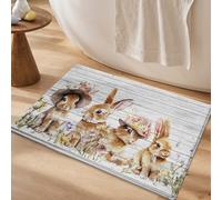 Bath Mat Rabbit Brown Yellow Bathroom Mat Rug Soft Microfiber Non Slip Bath Mats for Bathroom Floor Water Absorbent Bathmat Machine Washable Bath Matt Carpet 40x60cm