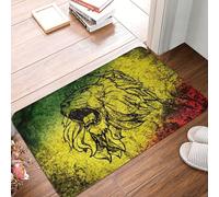 Bath Mat Reggae Cannabis Leaves Lion Absorbent Rug Non Slip Bedroom Carpet For Back Door Inside Indoor 60X40Cm
