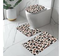 Bath Mat Retro Black Brown Bath and Toilet Mat Set Non Slip Washable Memory Foam Absorbent Bathroom Floor Mats Toilet Seat Cover 3 Piece Bathroom Rug 50x80 cm