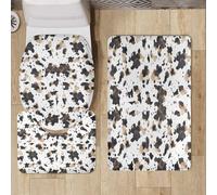 Bath Mat Retro Yellow Brown Bath and Toilet Mat Set Non Slip Washable Memory Foam Absorbent Bathroom Floor Mats Toilet Seat Cover 3 Piece Bathroom Rug 50x80 cm